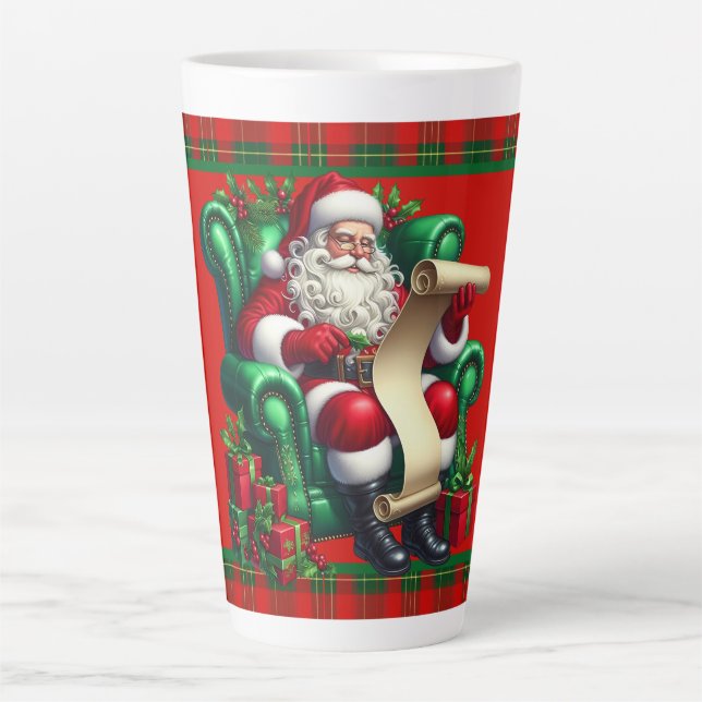 Taza De Café Latte Santa con lista (Anverso)