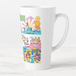 Taza De Café Latte Santa Cruz Illustrated Map Boardwalk Beach Surfing