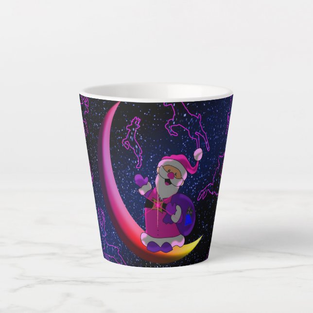 Taza De Café Latte Santa en la Luna (Anverso)