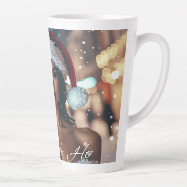 Taza De Café Latte Santa Girl - Ho Ho Ho - Christmas (Derecha)