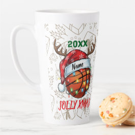 Taza De Café Latte Santa Hat Basketball Reindeer Christmas Fun Sport