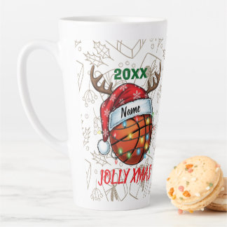 Taza De Café Latte  Santa Hat Basketball Reindeer Christmas Fun Sport