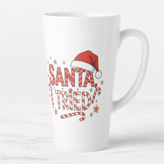 Taza De Café Latte Santa I tried elegant Christmas cute holiday quote