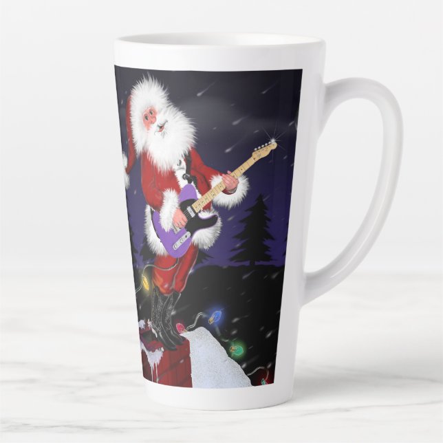 Taza De Café Latte Santa Plays Guitar (Derecha)