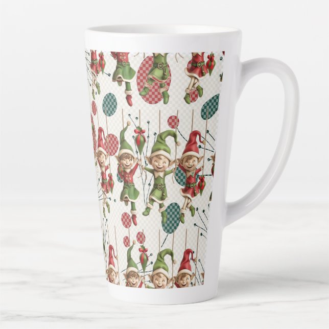 Taza De Café Latte Santa’s Christmas Elf Latte Mug (Derecha)