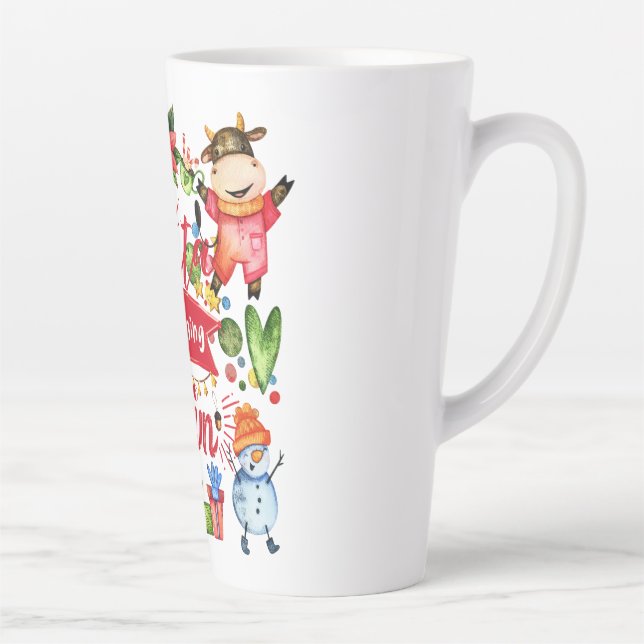 Taza De Café Latte Santa Viene A La Ciudad - Fiesta De Vacaciones De  (Derecha)