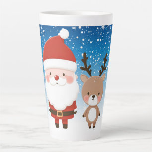 Taza De Café Latte Santa y reno Navidades