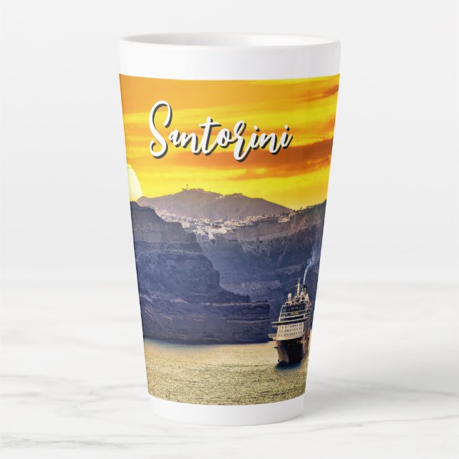 Taza De Café Latte Santorini (Anverso)