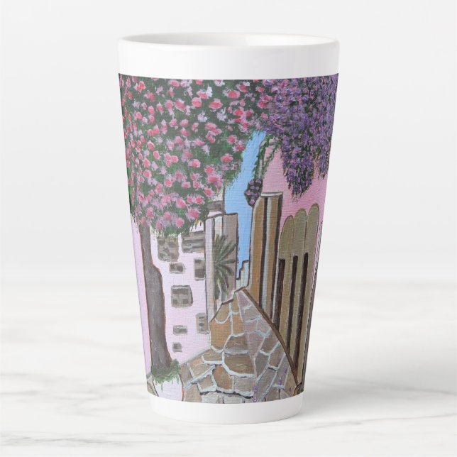 Taza De Café Latte Santorini Greece latte mug (Anverso)