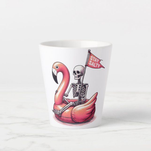 Taza De Café Latte Sarcástico esqueleto sobre flamenco - Permanecer s (Anverso)