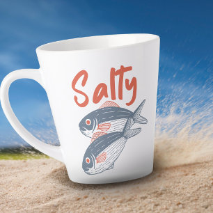 Taza De Café Latte Sardinas Saladas de Verano Europeas Risograph Ador