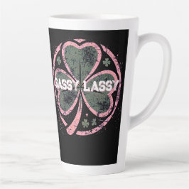 Taza De Café Latte Sassy Lassy Grunge Plover Clover T-Shirt