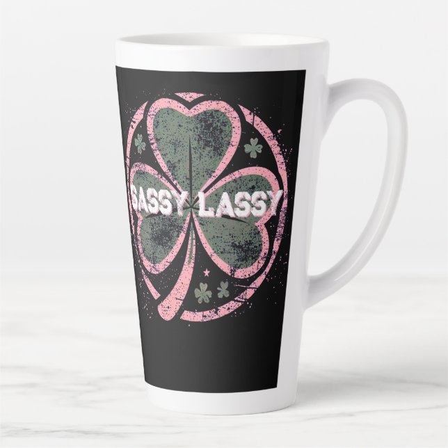Taza De Café Latte Sassy Lassy Grunge Plover Clover T-Shirt (Derecha)