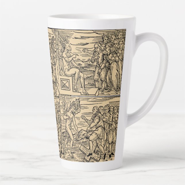 Taza De Café Latte Satanás y sus brujas chocan un latte de 17 oz (Derecha)