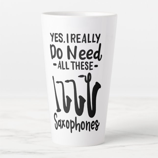 Taza De Café Latte Saxofón - Tipos saxofónicos (Anverso)