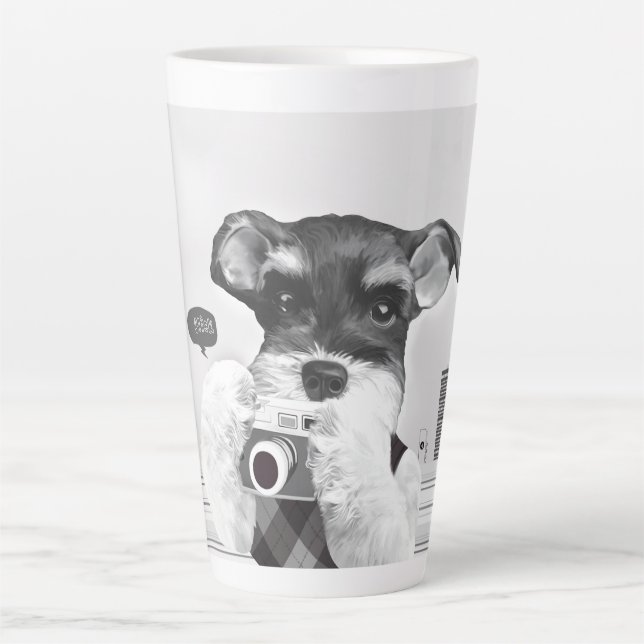 Taza De Café Latte Schnauzer con cámara (Anverso)