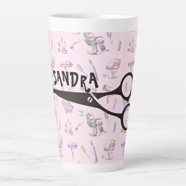 Taza De Café Latte Scissors Hairdresser Stylist Personalizado (Anverso)