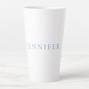 Taza De Café Latte Script de caligrafía de nombre sencillo azul blanc