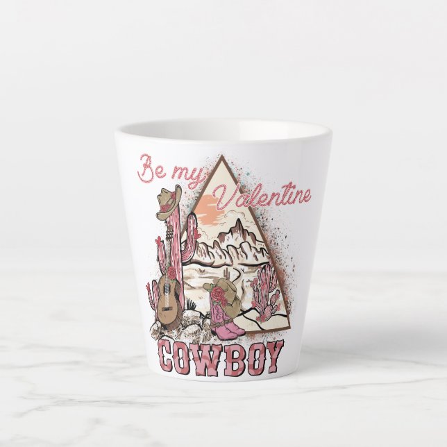 Taza De Café Latte Sé mi vaquero de San Valentín (Anverso)