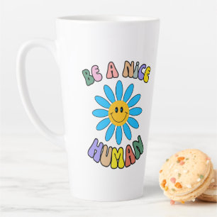 Taza De Café Latte Sé un buen retro humano groovy