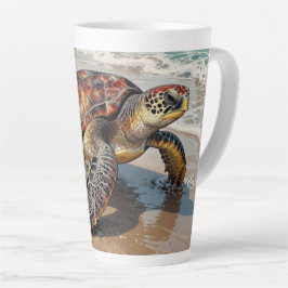 Taza De Café Latte Sea Turtle and Baby Illustration