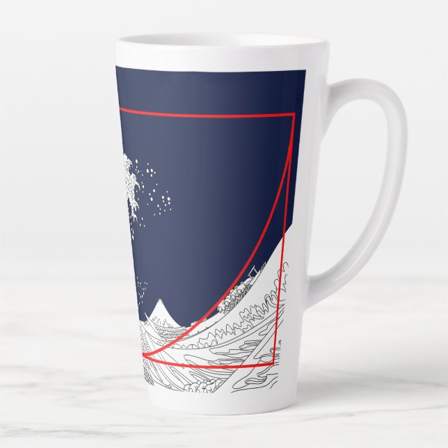 Taza De Café Latte Secuencia Fibonacci y la gran ola (Derecha)