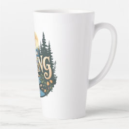 Taza De Café Latte Seek Adventure Vacaciones acampando en la naturale