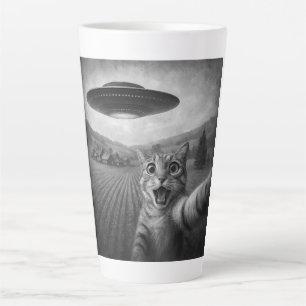 Taza De Café Latte Selfie de gato con regalos raros de gato de OVNI