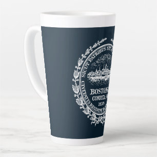 Taza De Café Latte Sello de la ciudad de Boston