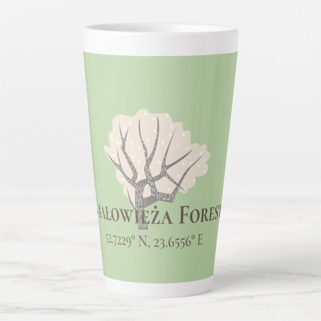 Taza De Café Latte Selva Białowieża Latitud y longitud (Anverso)