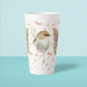 Taza De Café Latte Semillas Latte Mug de Pájaro y Dandelion