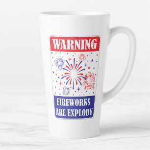 Taza De Café Latte Señal de advertencia de fuegos artificiales