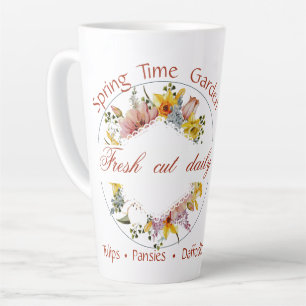 Taza De Café Latte señal de jardín de primavera