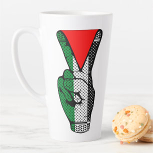 Taza De Café Latte Señal de victoria Mano Resistencia Símbolo Triángu