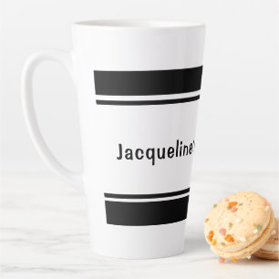 Taza De Café Latte Sencillo bloqueo latte negro y blanco