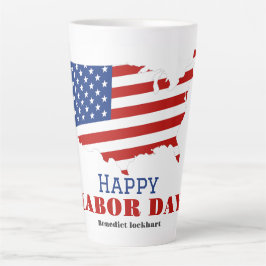 Taza De Café Latte Sencillo Día del Trabajo Elegante con bandera de E