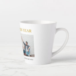 Taza De Café Latte Sencillo Elegante Moderno Feliz Año Nuevo Una Foto