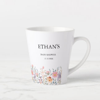 Taza De Café Latte Sencillo Jardín Floral Aquarela Baby Shower