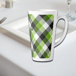 Taza De Café Latte Sencillo Tartán Plaids Neon Green