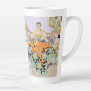Taza De Café Latte Señora del Arte Deco Festivo
