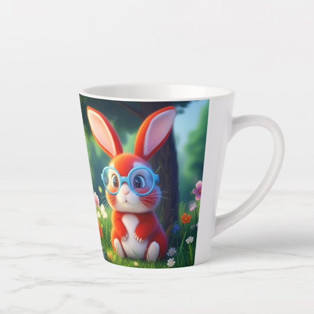 Taza De Café Latte Sentado De Bunny Rojo Bajo El Árbol-75767 (Derecha)