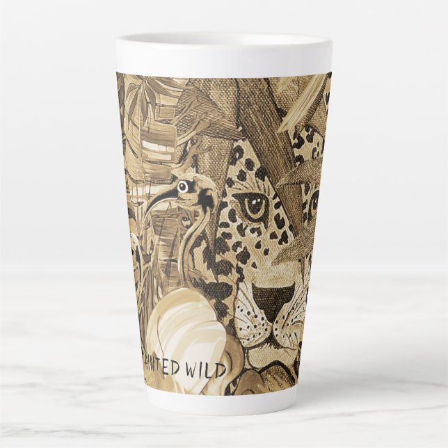 Taza De Café Latte Sepia Leopard  (Anverso)