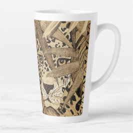Taza De Café Latte Sepia Leopard 