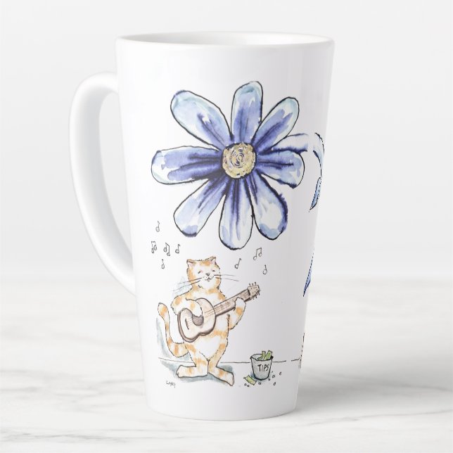 Taza De Café Latte Ser un músico de gato valiente (Ángulo izquierdo)