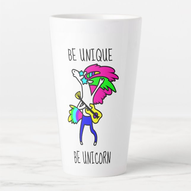 Taza De Café Latte Ser único ser unicornio latte mug (Anverso)
