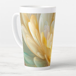 Taza De Café Latte Serena Radiancia de Capas de Pétalos Dorados y Aqu