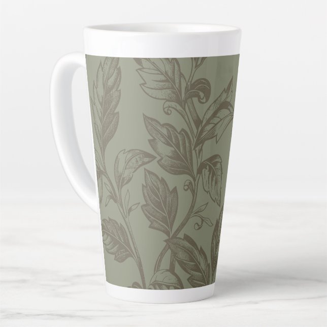 Taza De Café Latte Serene Sage Green | Leafy de extracto botánico neg (Ángulo izquierdo)