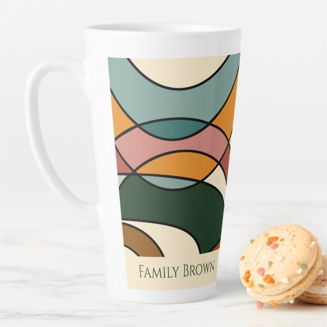 Taza De Café Latte Serene Savanna Gentle Abstract Earthy Family Name  (In situ)