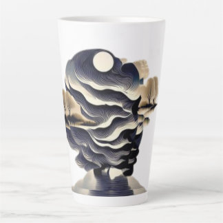 Taza De Café Latte Serene Sunset Silhouette Latte Mug Design