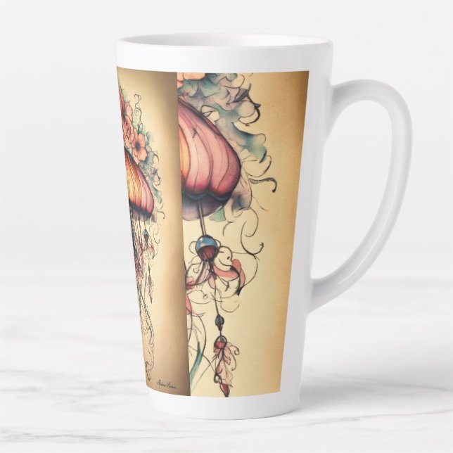 Taza De Café Latte Serenidad con las medusas: Inscripción en diseños  (Derecha)